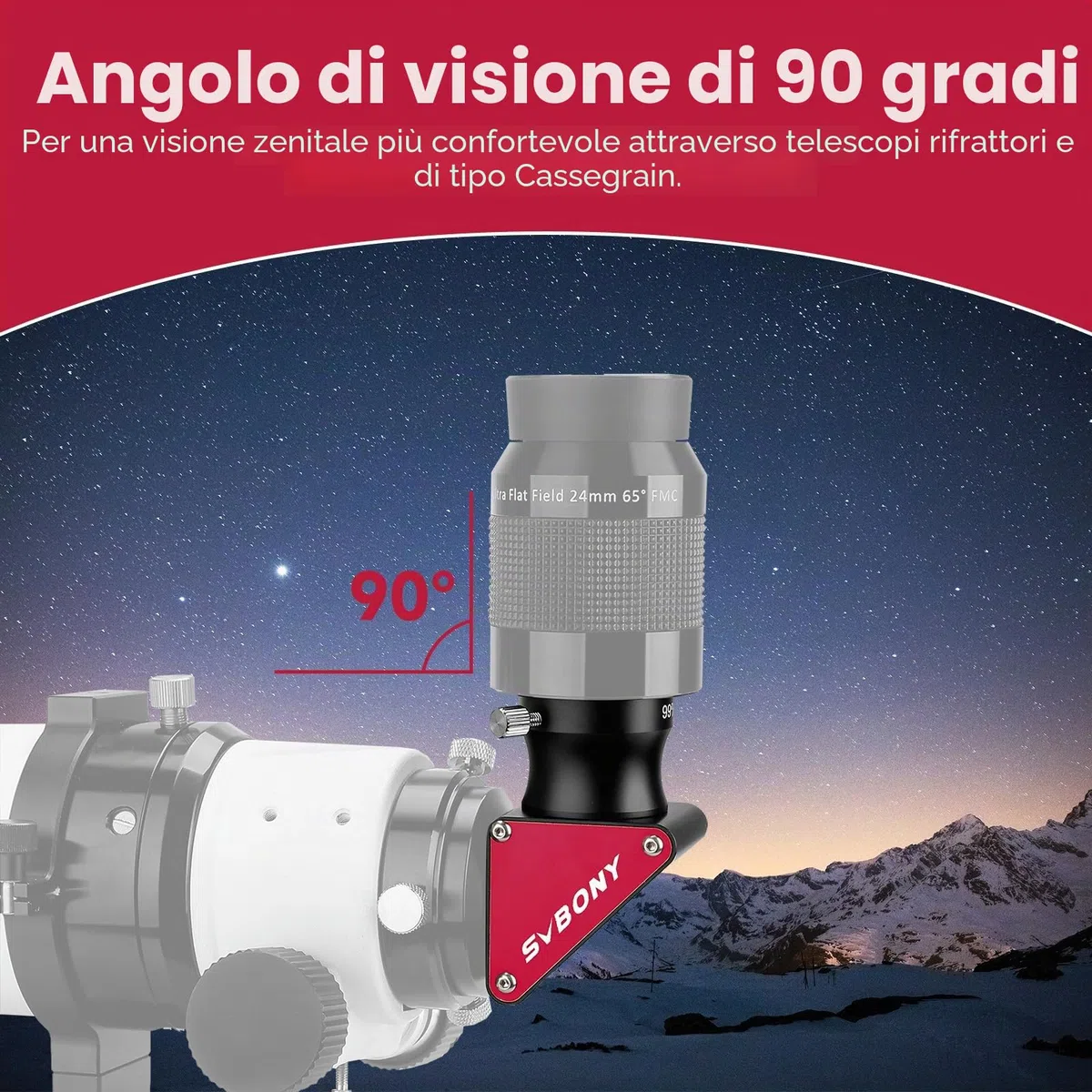 Svbony SV188P Diagonale Dielettrico, 99% di Riflettività Specchio Dielettrico, 1.25 Pollici 90 Gradi Diagonale Telescopio, Accessori per Telescopio per il Pianetario Profondo Cielo Visivo