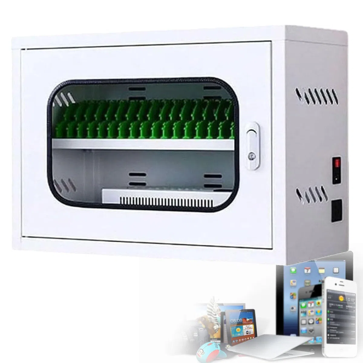 Armadietto Portatile per La Ricarica di Cellulari, Stazioni di Ricarica per Cellulari, Armadietto Multi-Cellulare da 6 A 60 Slot, Interfaccia USB, Adatto per Scuole E Aziende, 20 Slot