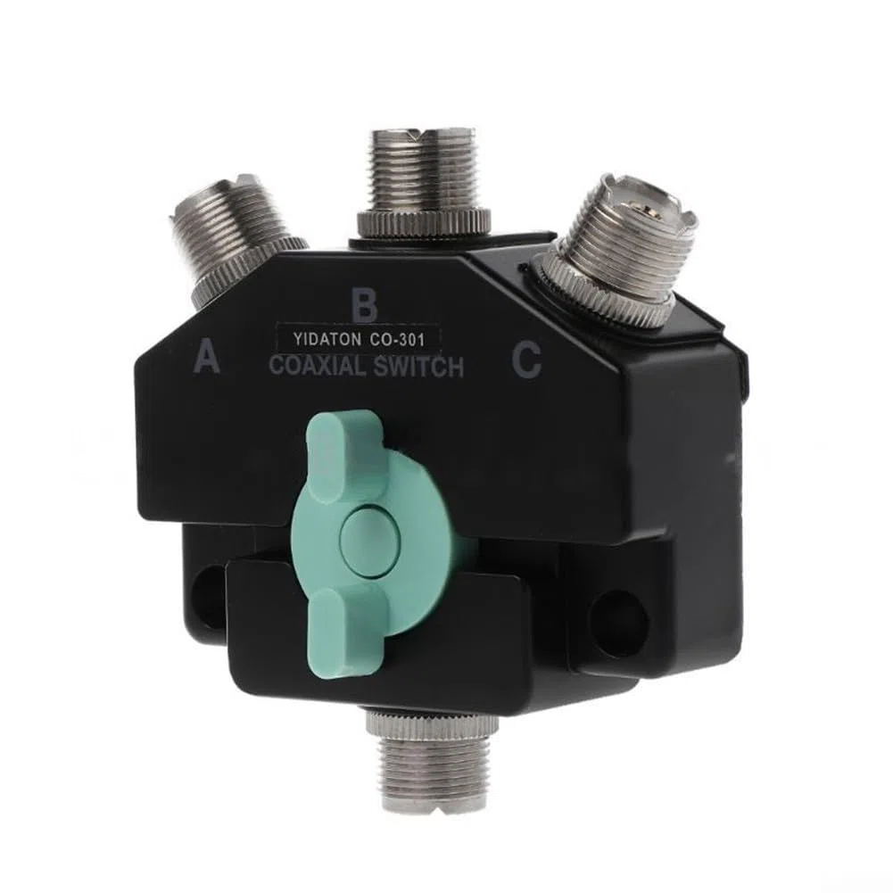 CX310 CO-301 - Commutatore coassiale per antenna a 3 vie DC-800MHz in lega di zinco a bassa perdita ad alto isolamento per sistemi a banda larga a onde corte ripetitori mobili, 84 x 95 mm, nero