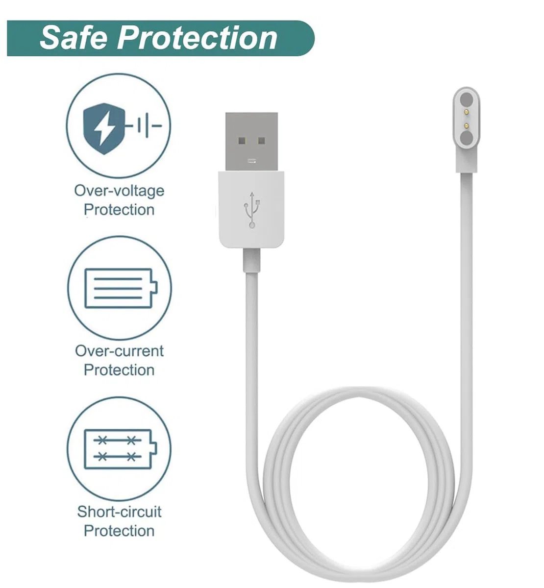 E ECSEM Caricatore per smart watch compatibile con HaSaKei G53, cavo di ricarica USB magnetico di ricambio per orologio HaSaKei G53 (misura unica)