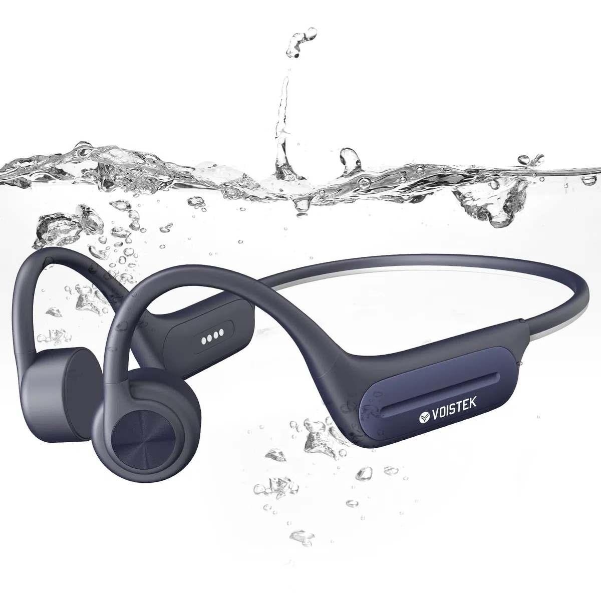 Voistek Cuffie Sportive Conduzione Ossea, Bluetooth 5.4 con IP68 Impermeabili a Prova d'Acqua, Subacquee per Piscina e Nuoto, Memoria 32G con Lettore MP3 Integrato, Auricolari per Surf, Ciclismo