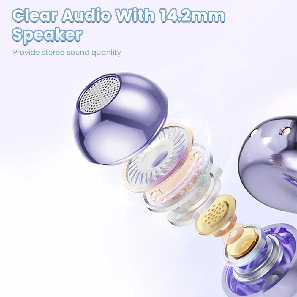 Auricolari a clip senza fili Bluetooth 5.4 con microfono, 60 ore di riproduzione, cancellazione del rumore, impermeabili, sportivi, comodi per orecchie piccole e portatori di occhiali