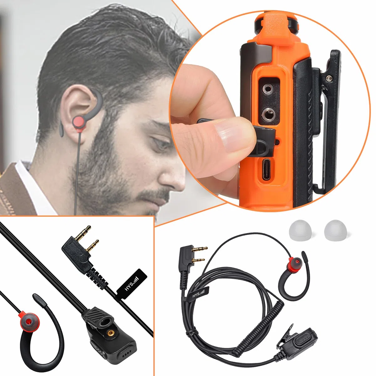 HYS Quansheng UV-K5(8) 5W Dual Band Walkie Talkie, UV-K6 (arancione) Radio a batterie ricaricabili, Radio ricetrasmittente VHF UHF (cuffia leggera, tappo per le orecchie)