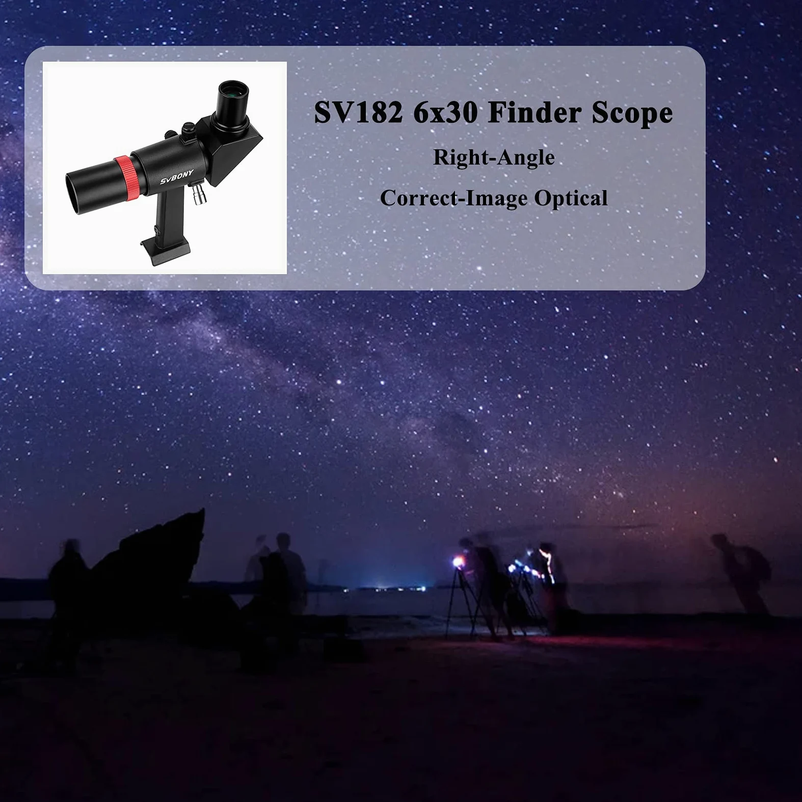 Svbony SV182 Finderscope per Telescopio, Finderscope 6x30, Immagine Corretta ad Angolo Retto Ottico, FMC 2 Elementi Acromatico, con Reticolo a Croce Singola, per Astronomia