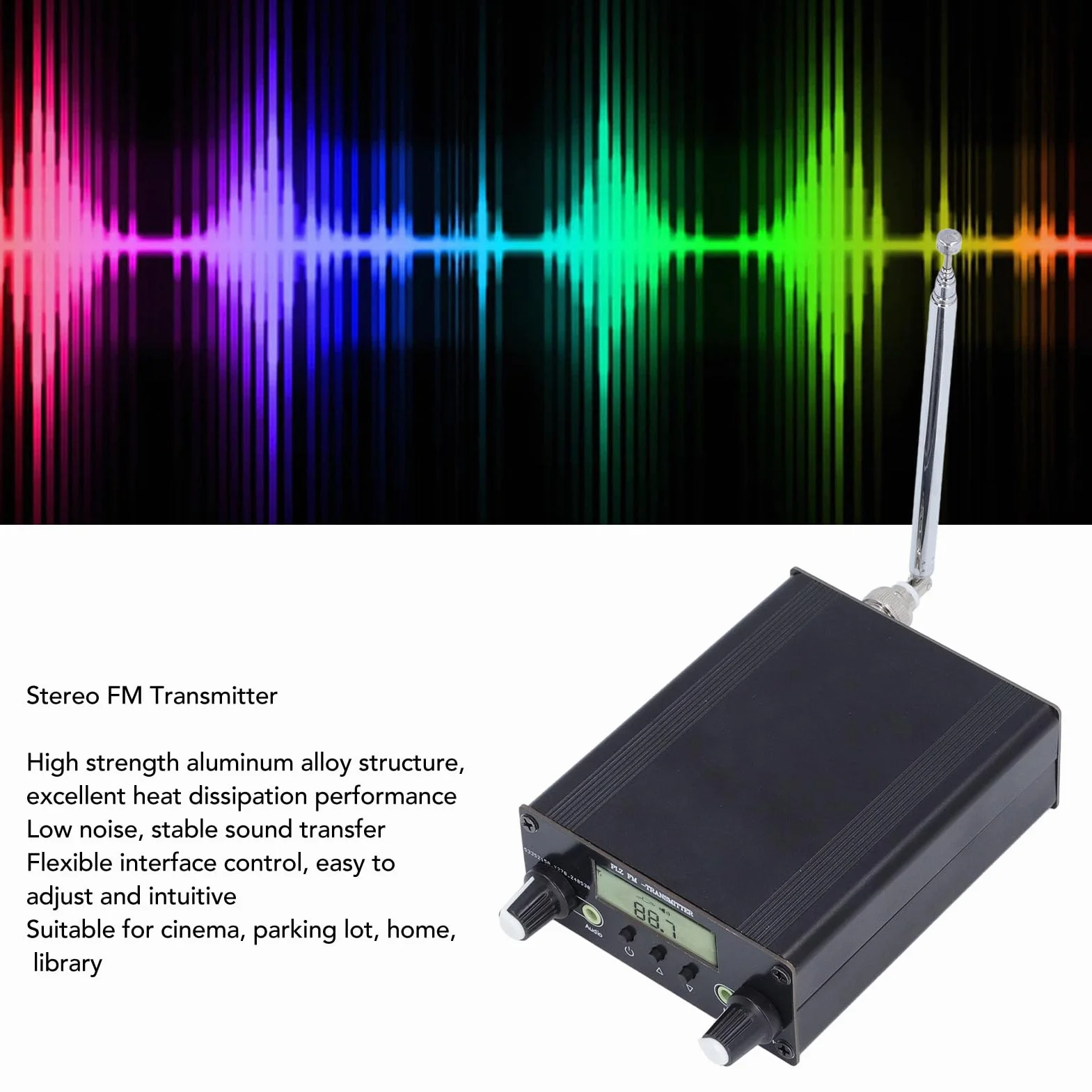 Trasmettitore FM Broadcast Potenza di uscita 0,5 W 76-108 MHz con livello di ingresso regolabile per teatri drive-in/chiese/stazione radio di parcheggio