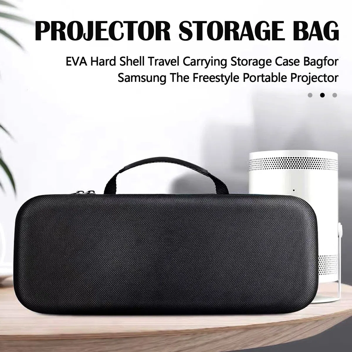 Custodia Per Trasporto Del Proiettore, Custodia Protettiva Per Samsung Proiettore Freestyle E Base Della Batteria Scatola Protettiva Rigida In Eva Nera 37,5x15,5x12 CM