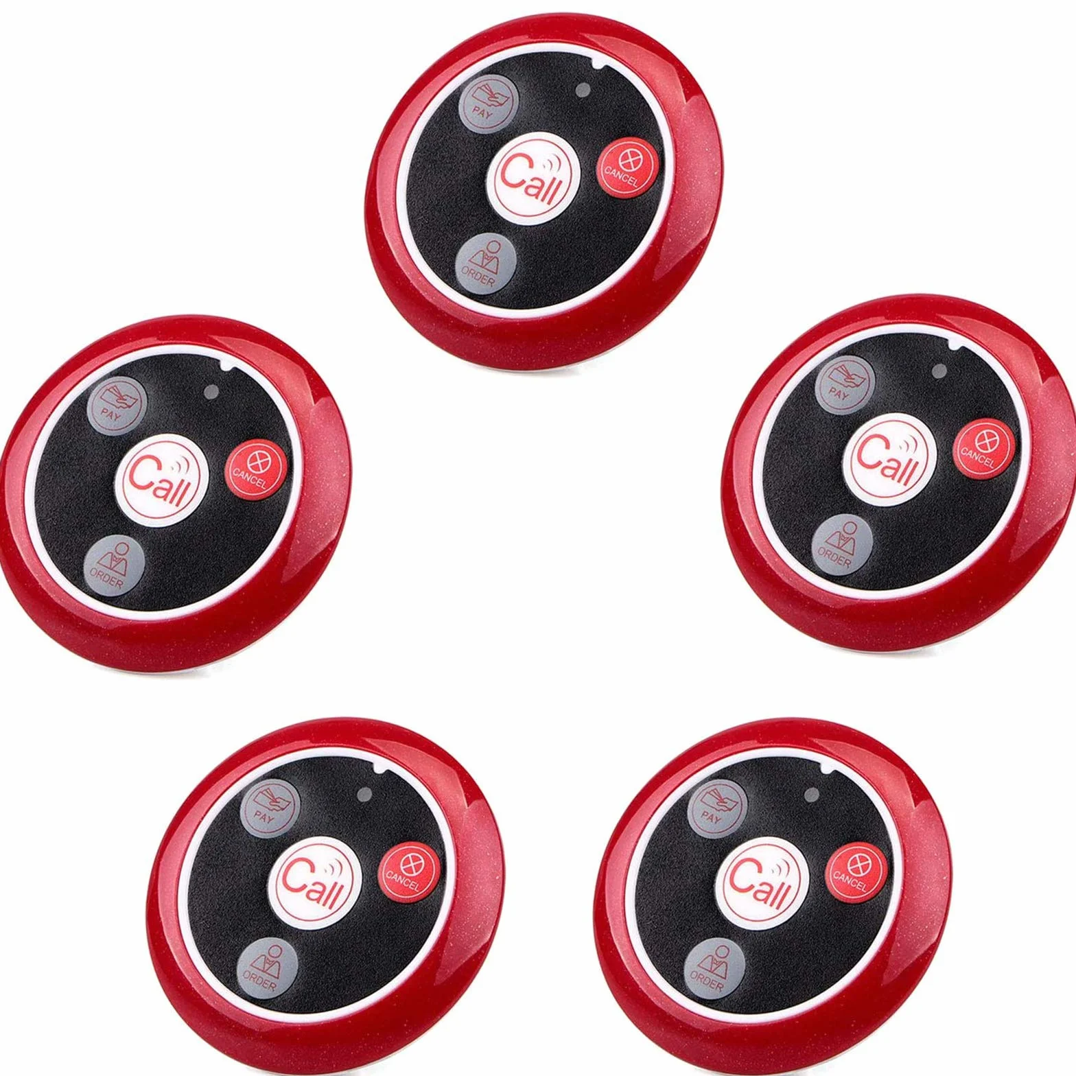 Retekess T117 Sistema Cercapersone, Pulsante di Chiamata Wireless, 4 Tasti Funzione, Impermeabile, per Schermo T114 Orologio TD106 o Orologio T128, Ristorante, Hotel, Bar (5 Pulsanti di Chiamata)