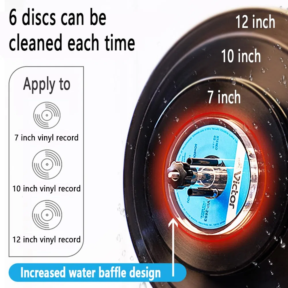 Detergente ultrasonico per dischi in vinile da 6,5 l, vibrazione a doppia frequenza, timer e controllo della temperatura, pulisce da 1 a 6 dischi