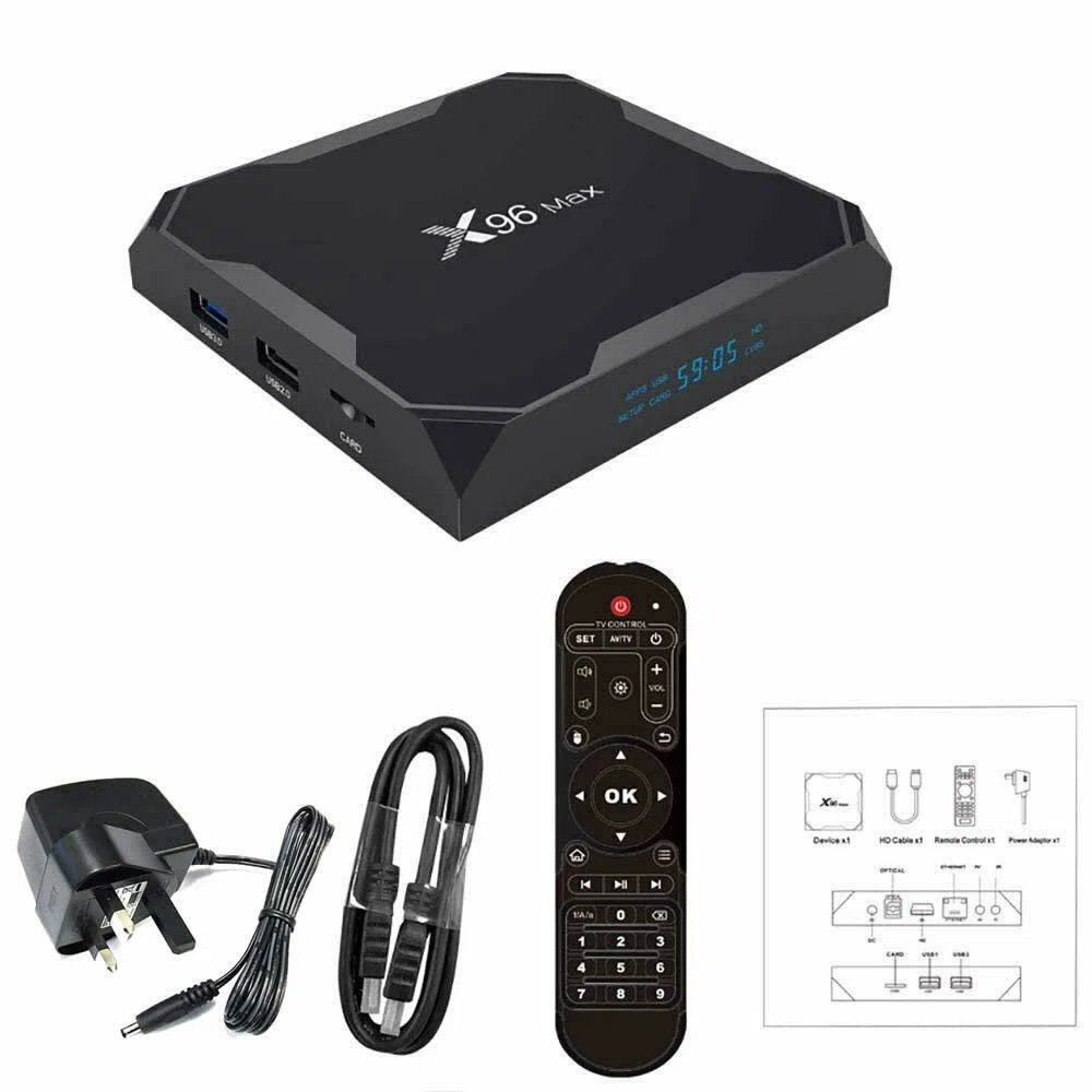 Android TV Box 4GB RAM 32GB ROM 2.4G + 5.8G WiFi 1000M LAN X96 Max+ Android Box Amlogic S905X3 Quad-core Bluetooth 4.0 4K 60fps Supporto HDR