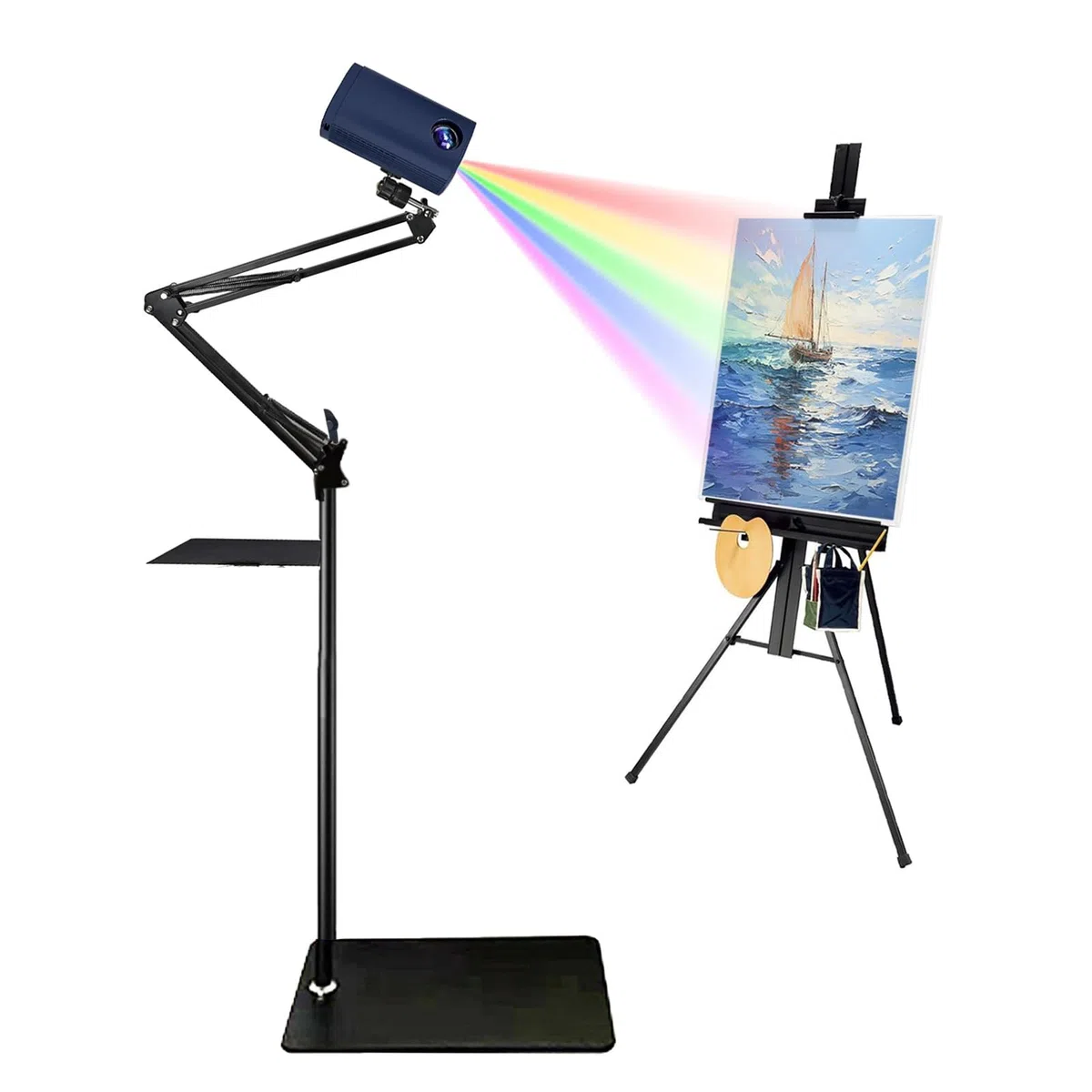 Proiettore da disegno, proiettore artistico per tracciare disegni, pittura, strumento intelligente portatile con telecomando e supporto, connessione WiFi e USB per il trasferimento di immagini