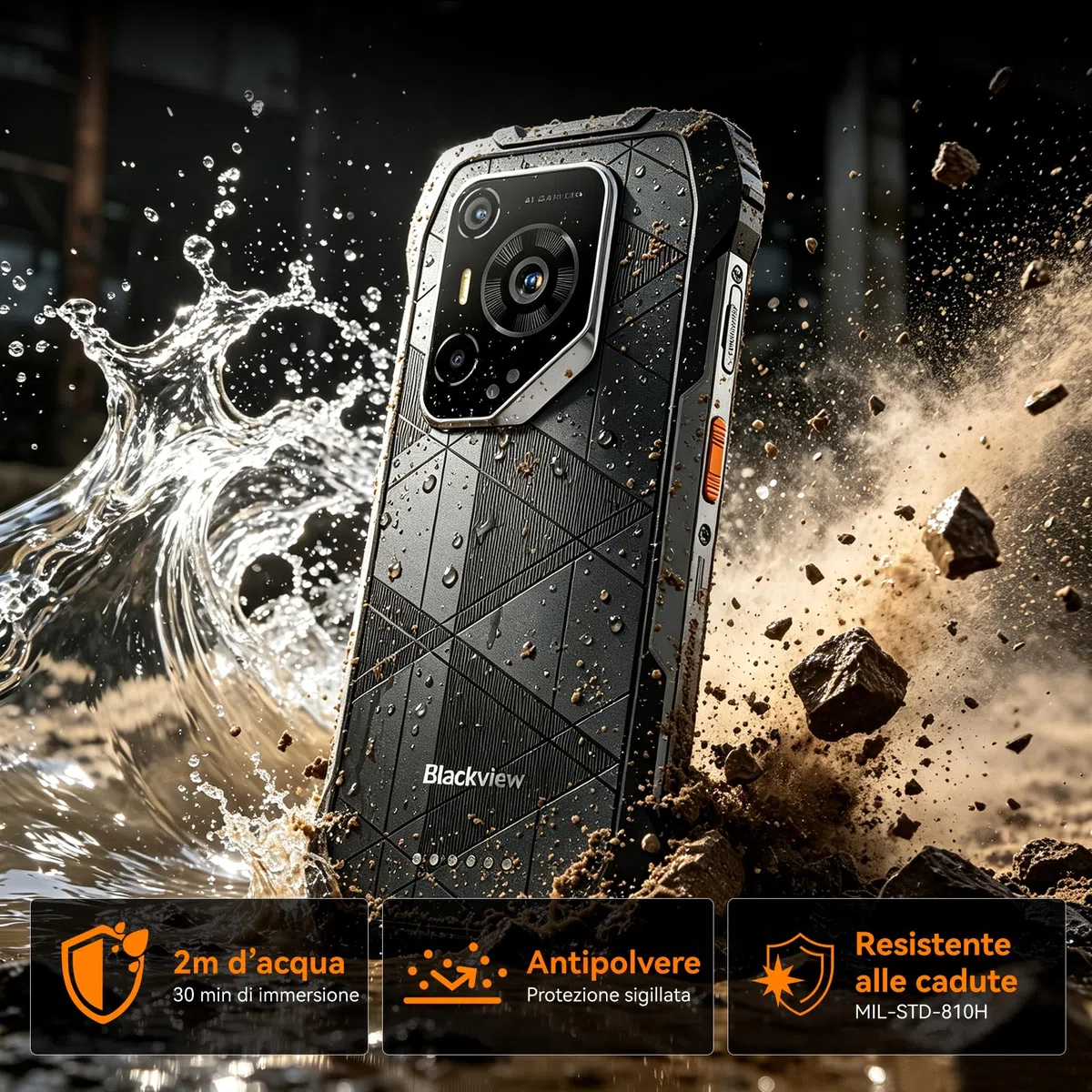 Blackview BL7000 Pro 5G Rugged Smartphone 7500mAh/750nits/20MP Night | 6,78" 120Hz, 32GB+256GB, Android 16 Telefono Indistruttibile per Muratori, Artigiani&Escursionisti,NFC/3 Anni Garanzia