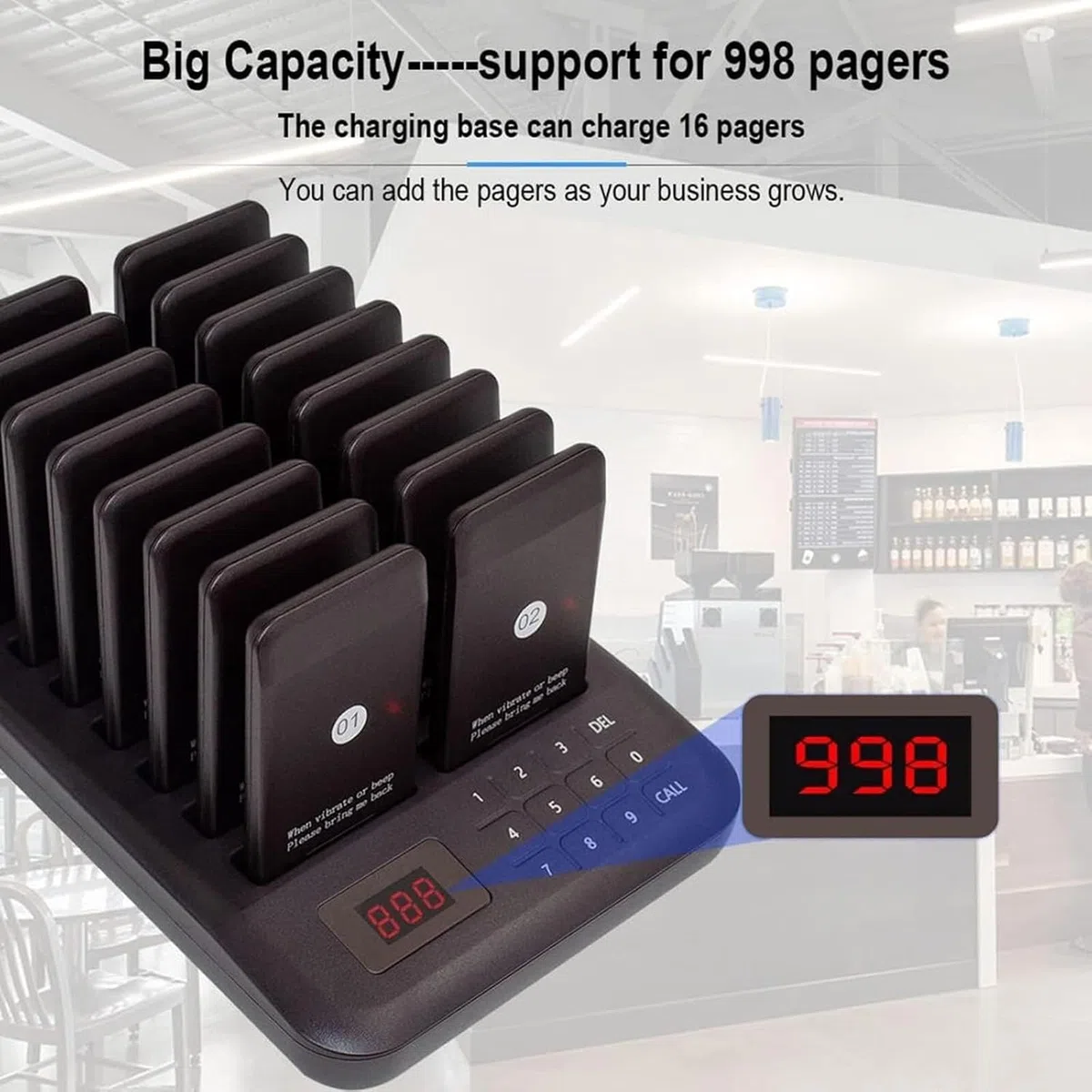 Sistema di Chiamata Wireless per Ristoranti, Cercapersone 3 in 1 con Cicalino, Luce, Vibrazione E Suono per Una Gestione Efficiente delle Code E Un Servizio Clienti Ottimale. White 1-10