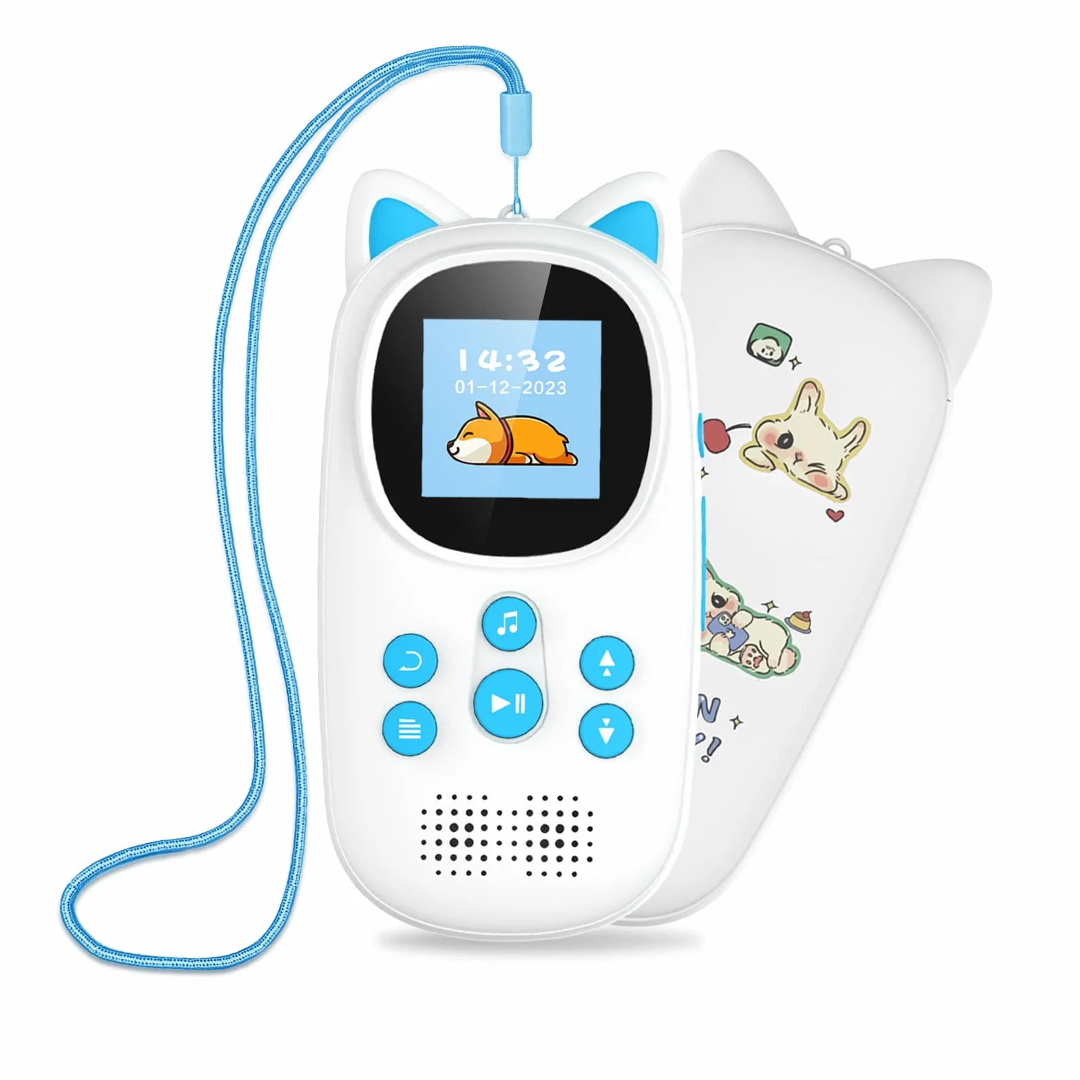 32GB Lettore MP3 Bluetooth 5.0 per Bambini, Oilsky MP3 Lettore Musicale Portatile per Lo Sport con 750mAh, Altoparlante HD Integrato, Radio FM (Blu)