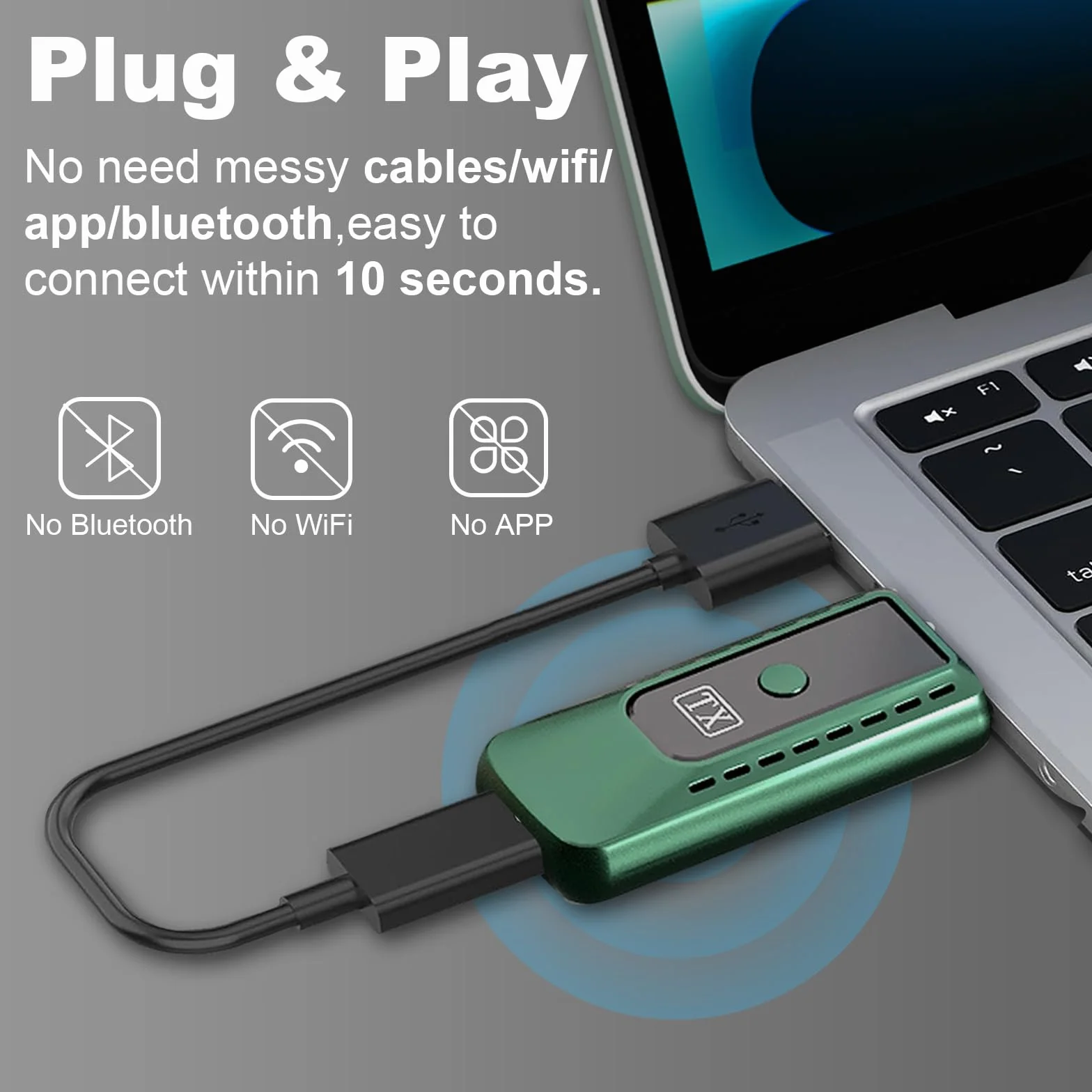 Trasmettitore e Ricevitore HDMI Wireless, 4K decodifica l’output 1080P, HDMI Wireless 5,8G/ 2,4G Plug & Play per Streaming Video Audio File da Laptop, PC a HDTV, Proiettore, Monitor