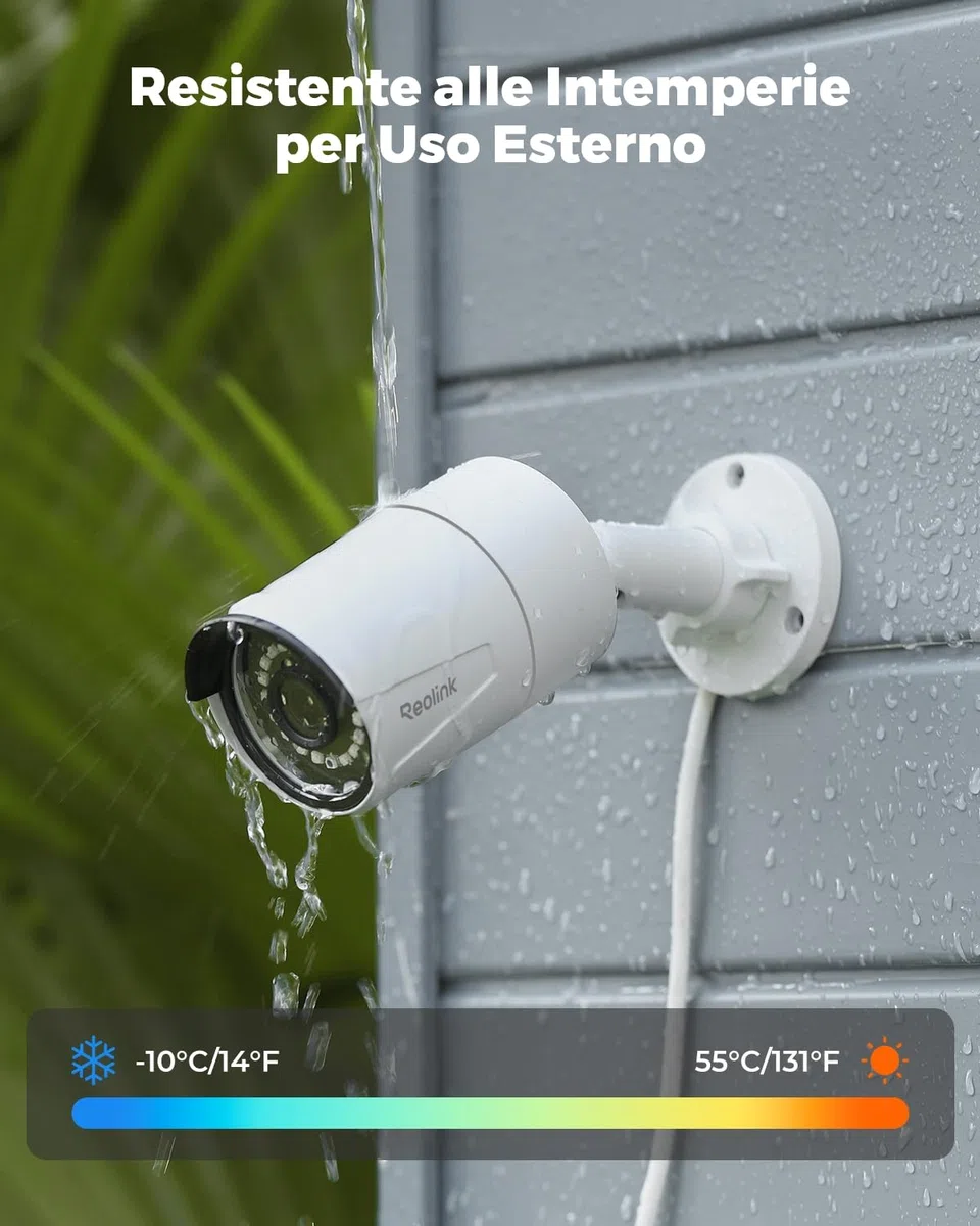Reolink 5MP Telecamera Esterno PoE, Rilevamento di Uomo/Veicolo/Animale, Visione Notturna IR 30 metri, Registrazione Audio, Telecamera IP Esterno Impermeabile IP67, Slot per Scheda microSD, RLC-510A