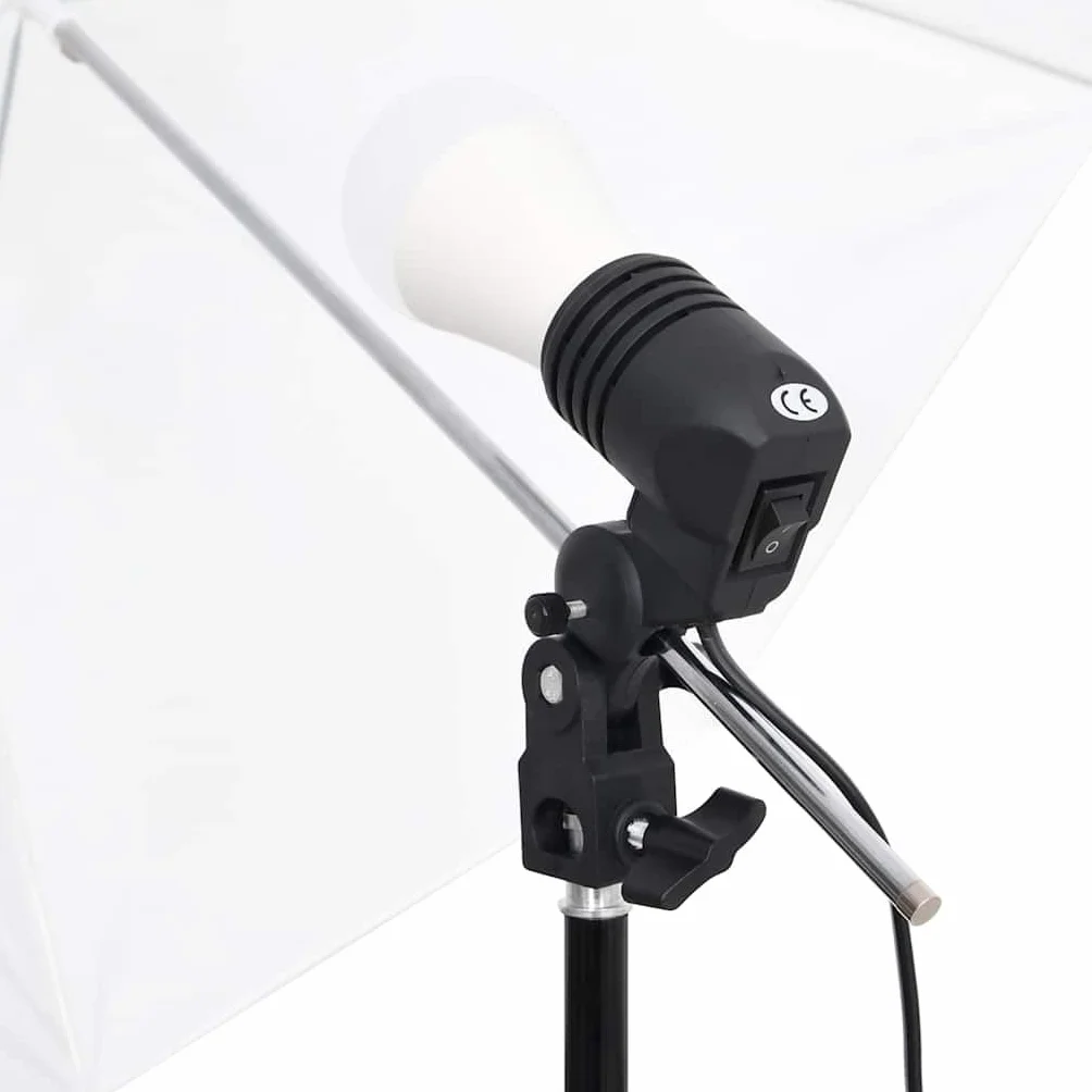 Kit da studio fotografico con illuminazione, sfondo e riflettore per fotografia professionale di ritratti e prodotti in studio domestico, include luci LED dimmerabili