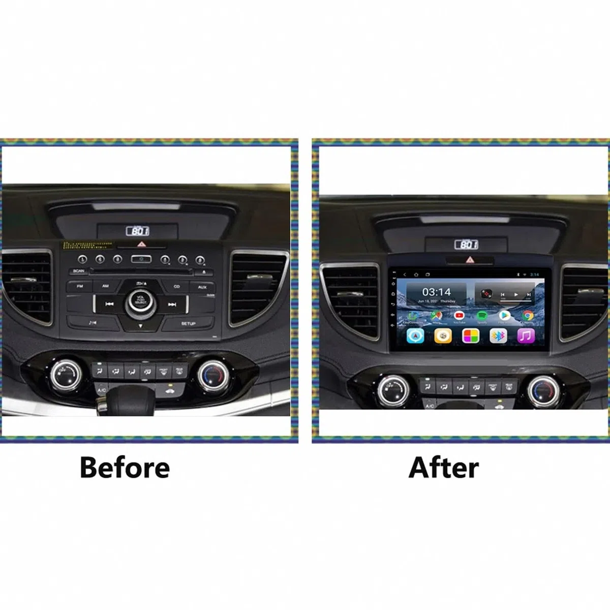 Radio Macchina Touch Screen per Honda CRV 2011-2015 Wireless Carplay Android Auto Stereo Auto Bluetooth Ips con Pantalla Táctil con Gps, 8 Nucleo 4G+64G