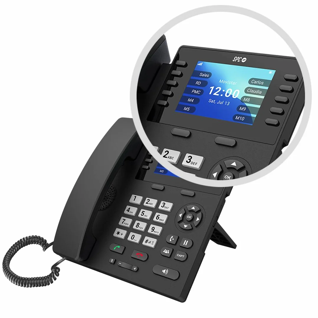 SPC WF100 - Telefono fisso SIM, 4G, Android, display 3,5", WiFi | Chiamate VoLTE/VoWiFi, configurazione a distanza, connettività Bluetooth, hotspot WiFi, 10 memorie, porta USB-C, jack 3,5mm