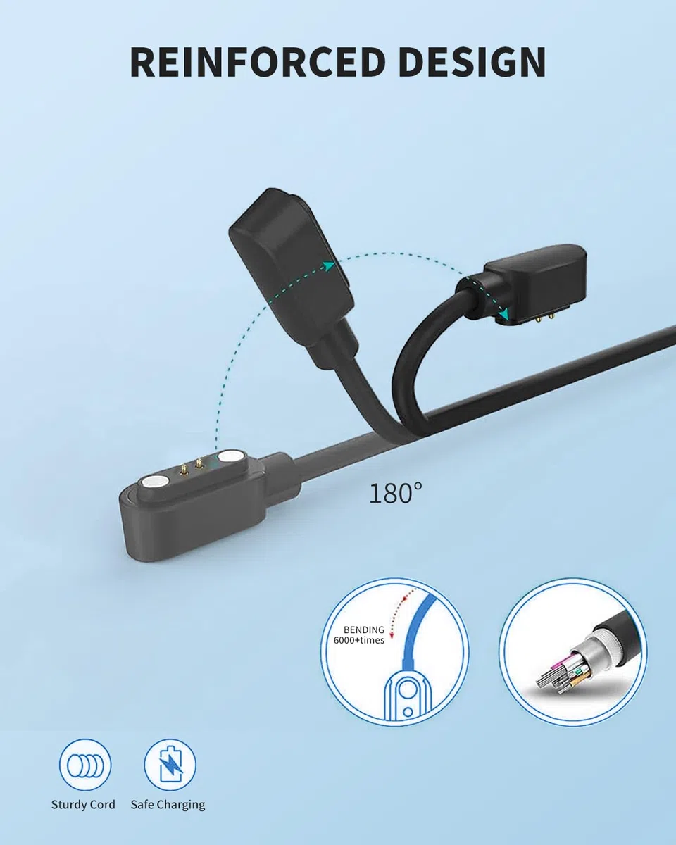 Caricabatterie per smartwatch ENOMIR IDW20, 100 cm, 2 pin, USB, portatile, magnetico, cavo di ricarica per smartwatch ENOMIR IDW20, confezione da 2