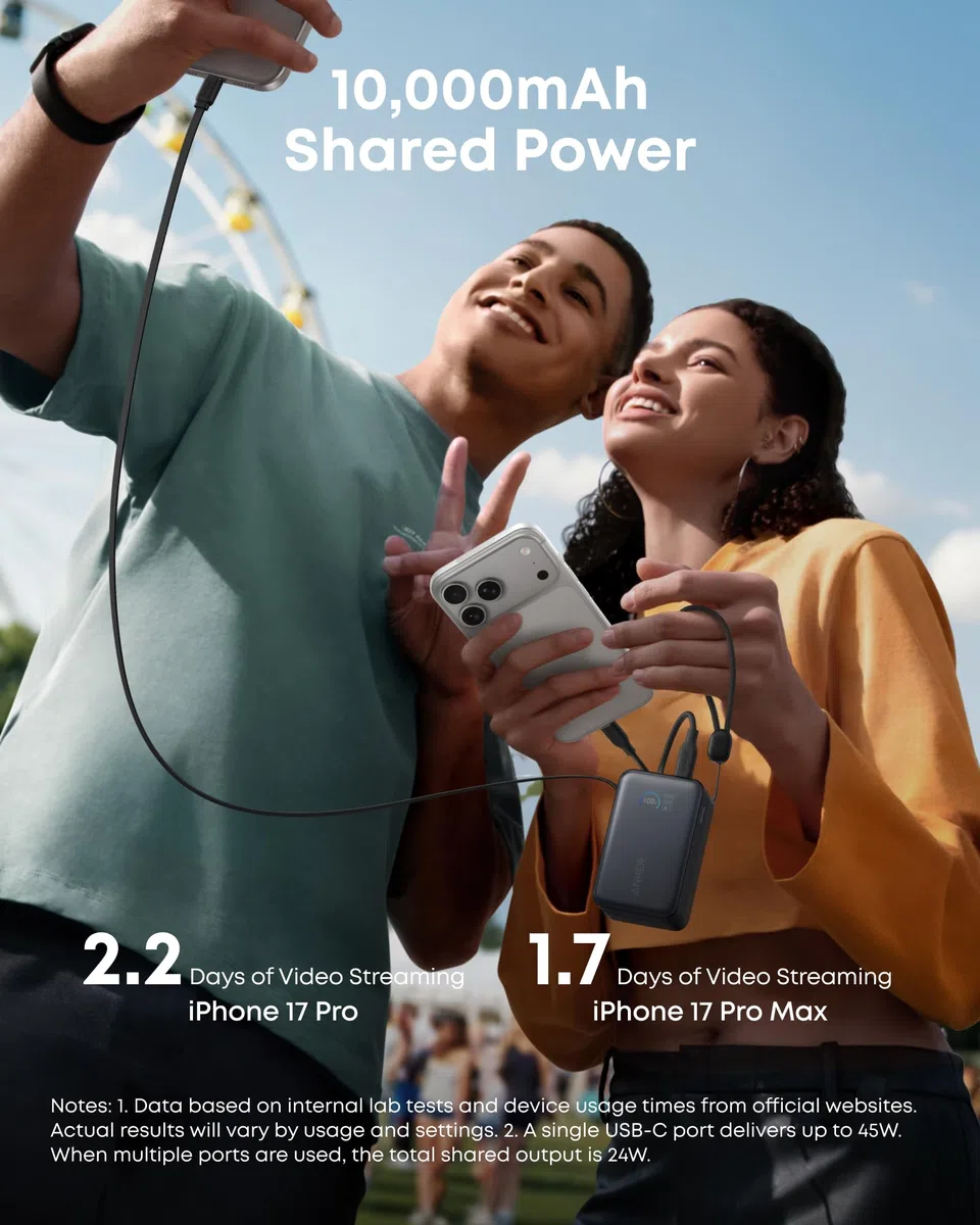 POWERBANK ANKER NANO 10000 MAH 45W CON CABLE USB-C RETRACTIL