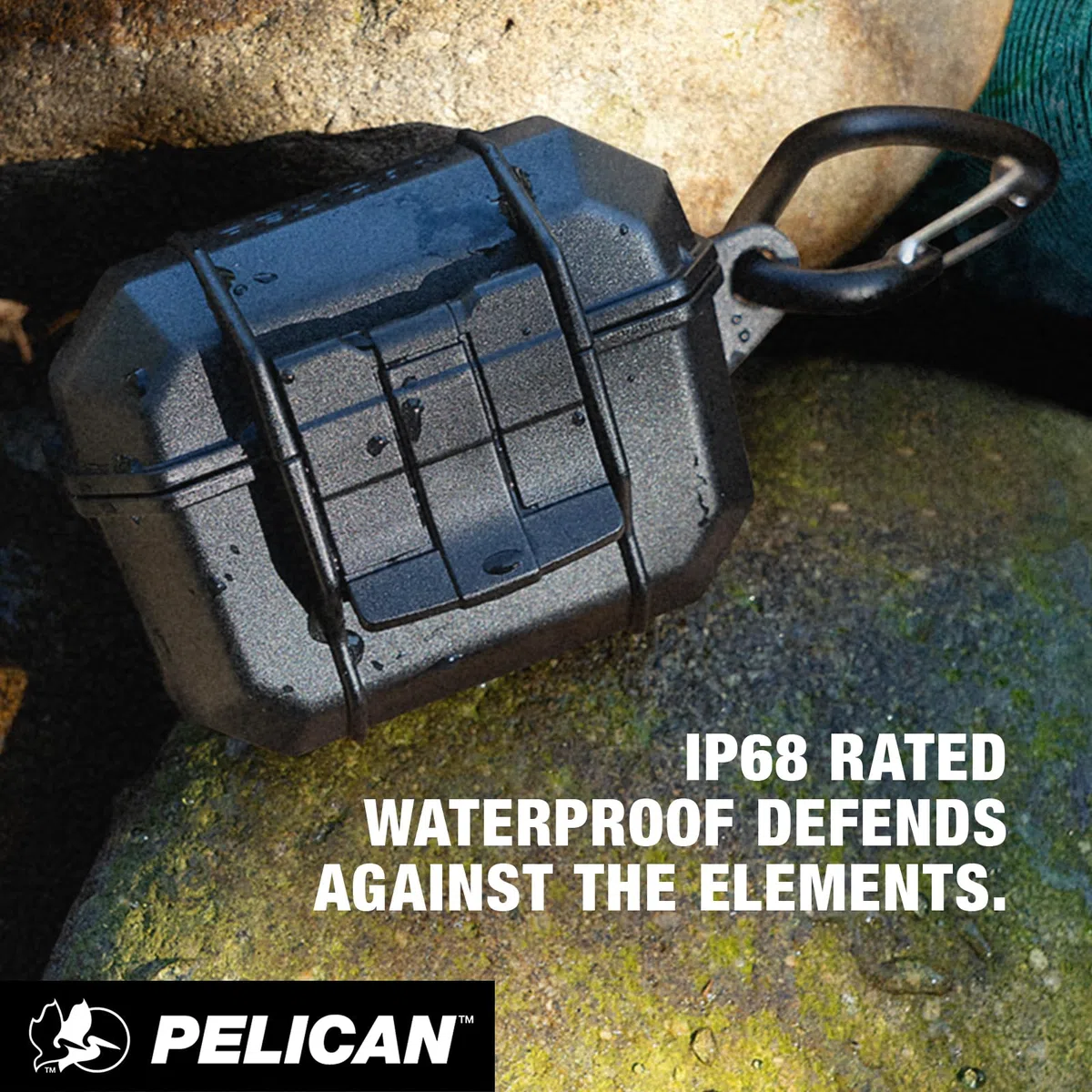 Pelican Marine Series - Custodia per AirPods Pro 3 con moschettone [compatibile con ricarica wireless] [protezione di grado MIL], custodia impermeabile IP68 resistente per AirPods Pro 3, colore nero