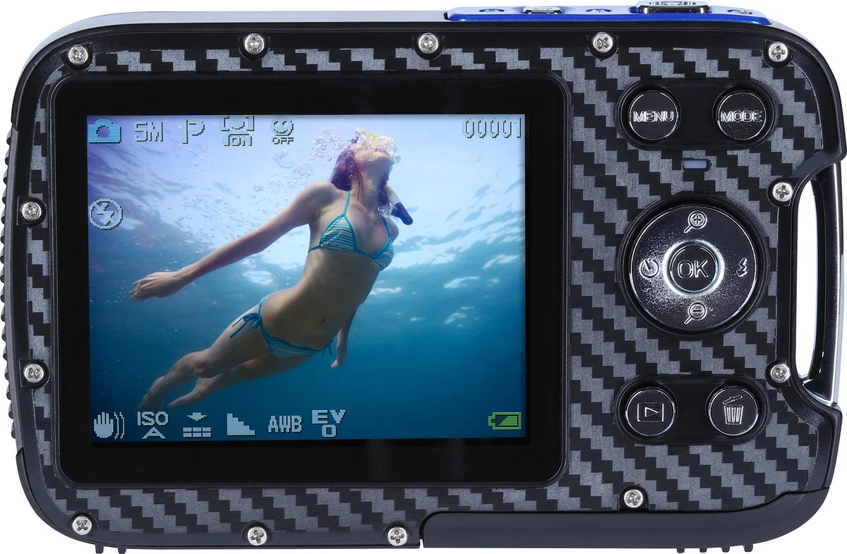 Rollei Sportsline 60 Plus - fotocamera digitale impermeabile con videocamera da 21 MP e Full HD - Sports-Cam con ampio display, 21 modalità scena, custodia robusta , perfetta per i bambini, blu