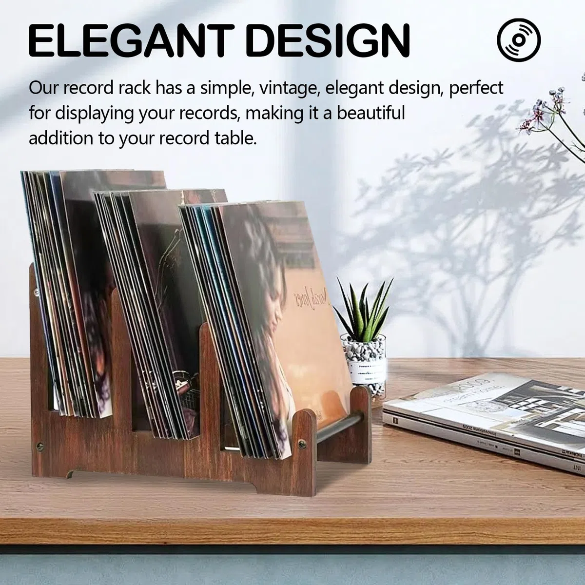 Supporto Per Dischi In Legno, Supporto Per Dischi In Vinile Marrone Porta Opuscoli Mensola In Vinile Supporto Decorazione Per Dischi Riviste Libri