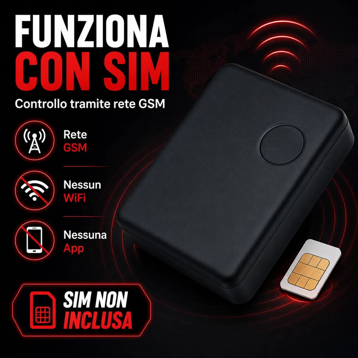 M39 MICROSPIA AUDIO Ascolto LIVE con SIM (non inclusa) – Chiami e Ascolti, Ideale per Monitoraggio Discreto come Antifurto per Auto e Abitazioni - No Localizzatore/GPS