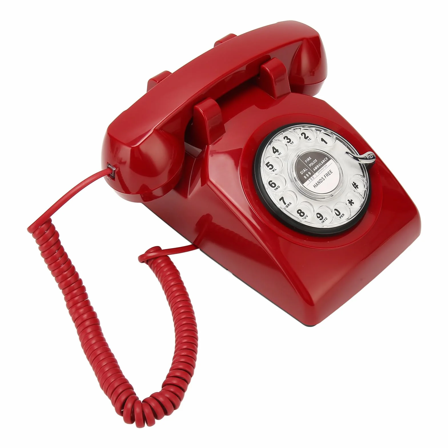 Telefono retrò Rotante con Elegante Design Vintage per Uso Domestico e in Ufficio, Realizzato in Resistente Materiale ABS (Rosso)