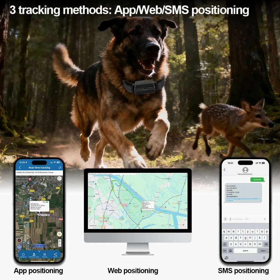 Winnes Localizzatore GPS con Colletto per Cani, Caccia, Mucca, Cavallo, Pecora, Cammello - IP66 Impermeabile, Portata Illimitata in Tempo Reale Senza Abbonamento per Grandi Animali (TK935)
