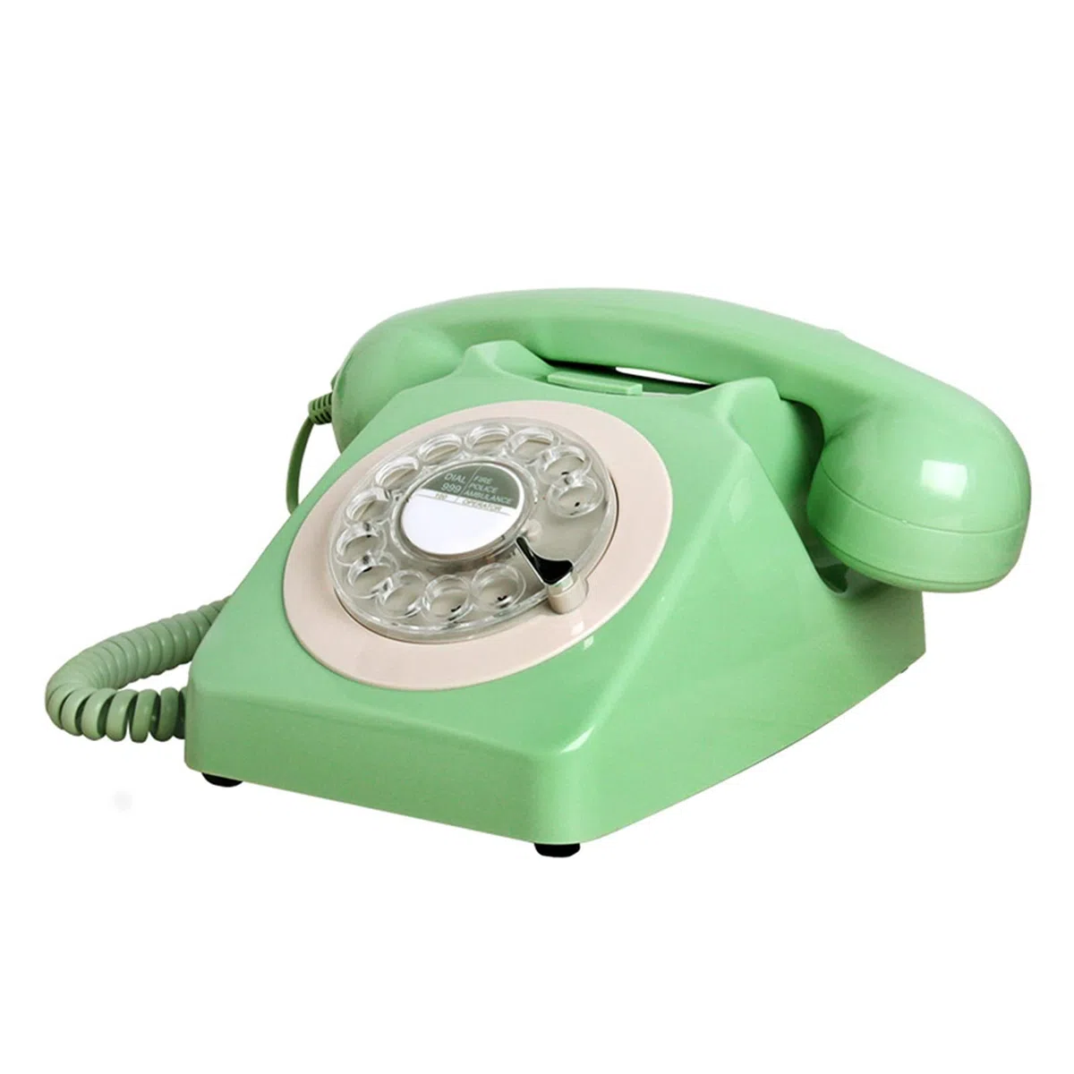 Telefono con filo stile vintage, telefono fisso, retrò, vecchio stile, con quadrante rotativo, telefono domestico, con suoneria meccanica ed elettronica, stile anni '60, retrò, vecchio stile, con qu