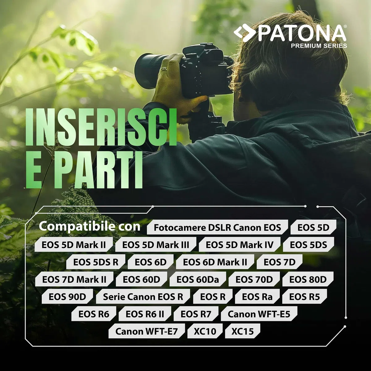 PATONA 2x Premium Batteria LP-E6 2400mAh – ricambio per Canon LP-E6 – compatibile con EOS 5D Mark II/III/IV 5DS 6D 7D 60D 70D 80D 90D R R5 R6 XC10 XC15 – per reflex e mirrorless Canon