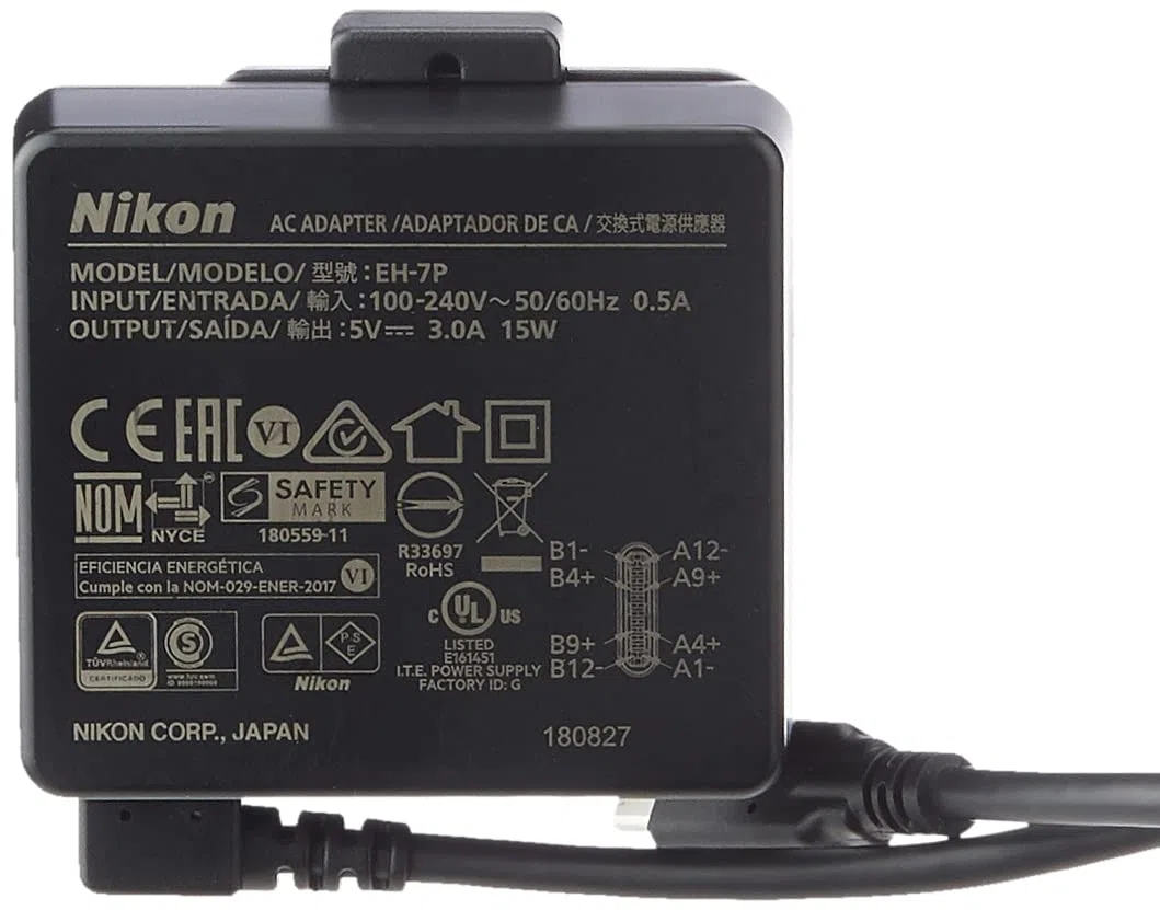 Nikon EH-7P Adattatore CA/caricabatteria con cavo USB-C, nero