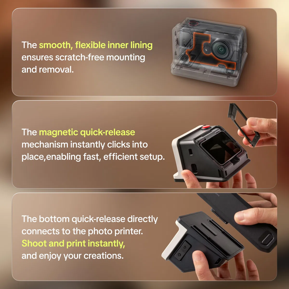PGYTECH FunCam Custodia per Insta360 GO Ultra, Case Protettivo Vlog a Sgancio Rapido Magnetico con Specchio Selfie e Cordino, Cover Antigraffio