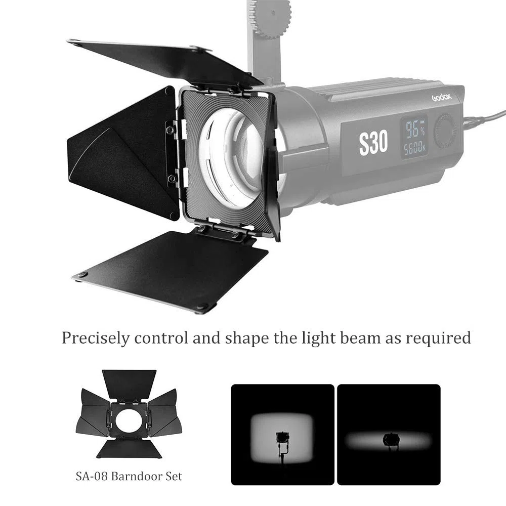 GODOX SA-08 8 foglie Barndoor per S30 Focusing LED Light