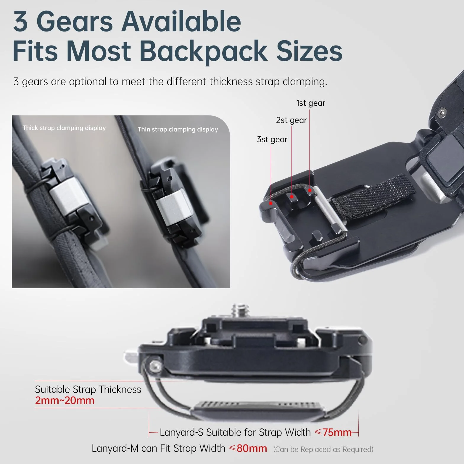 FALCAM F38 Quick Release Kit for Backpack V2, Morsetto zaino con piastra a sgancio rapido per fotocamera, Filettatura 1/4" a 3/8", Compatibile con Arca-Swiss, Adattatore universale per treppiede
