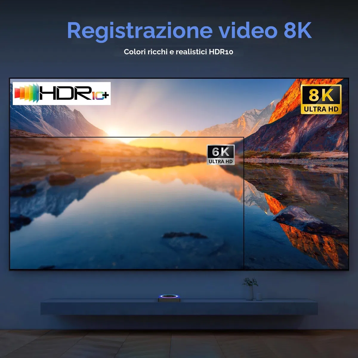Android 13.0 TV Box, Android Box 4GB RAM 64GB ROM RK3528 Quad-Core 64bit Cortex-A53 support 2.4/5.0GHz Wi-Fi BT5.0 10/100M Ethernet HDMI 2.0 Android TV Box