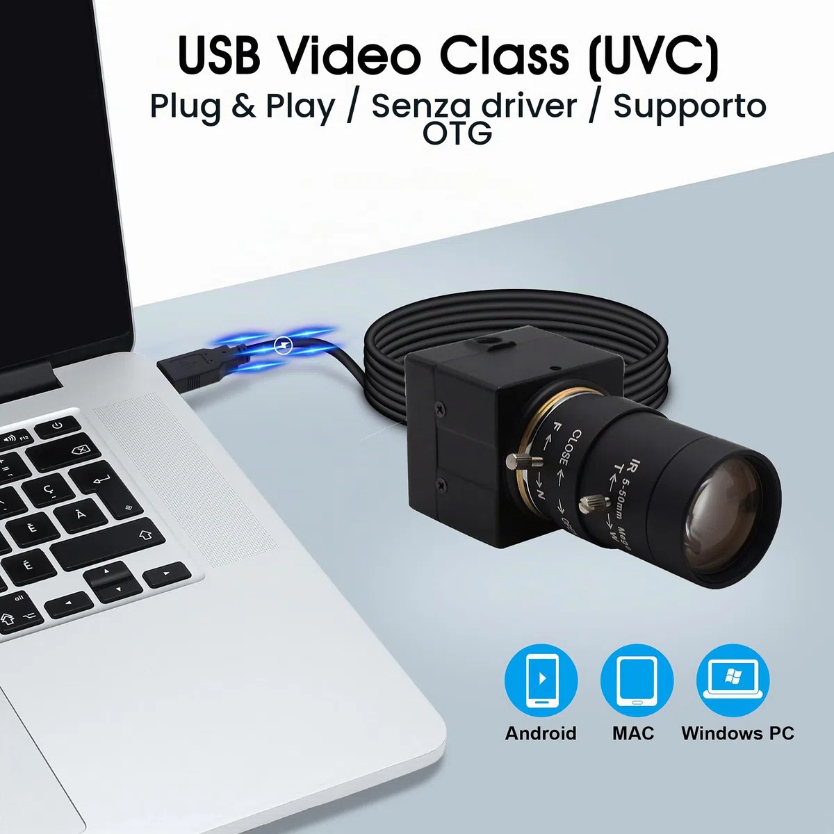 Svpro 4K HD Webcam con obiettivo varifocal 5-50mm, fotocamera USB con zoom ottico 10X con sensore Sony IMX415, fotocamera ad alta definizione 3840x2160@30fps per Windows Linux Andorid MAC OS