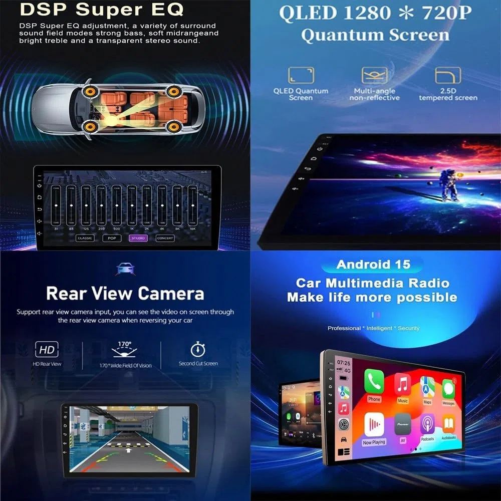 Radio Macchina Touch Screen per Jeep Compass Patriot 2010-2016 Wireless Carplay Android Auto Stereo Auto Bluetooth Ips con Pantalla Táctil con Gps, 4 Nucleo 1G+32G