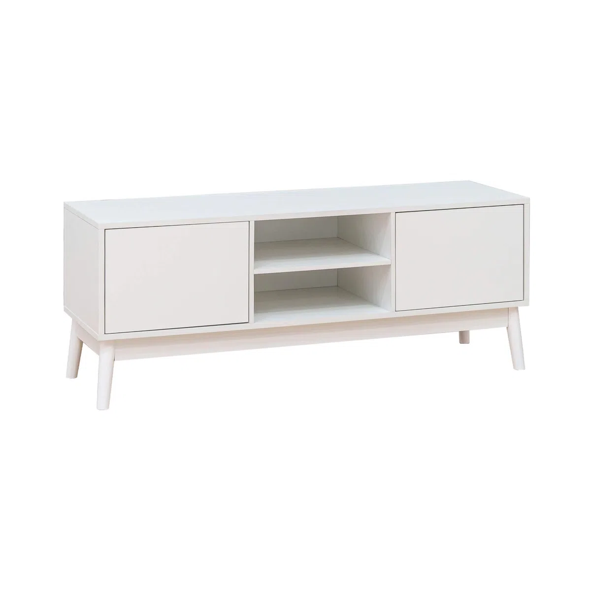 Rebecca Mobili Mobile Porta Tv, Credenza Bassa per Salotto, Bianco, Truciolato Nobilitato, con 2 Ante e 2 Ripiani, con Foro Passacavi - Misure HxLxP: 48 x 120 x 39,5 cm - Art. RE7066