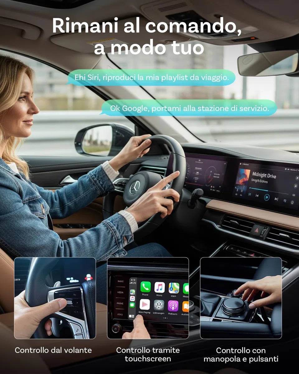 OTTOCAST Mini Pico 2026 Aggiornato, Adattatore Wireless 2 in 1 CarPlay e Android Auto con Adattatore USB-A/C, Cambio Telefono con un Solo Pulsante, Connessione Veloce per Telefoni iOS 10+ Android 11+