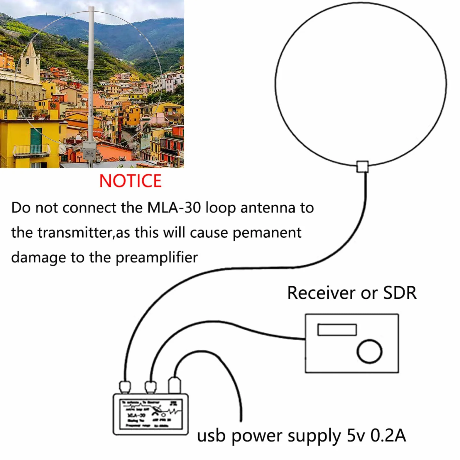 Upgraded MLA30+ Plus Loop Active Am FM Antenna 0,5-30 MHz Outdoor Rainproof Low Noise Shortwave