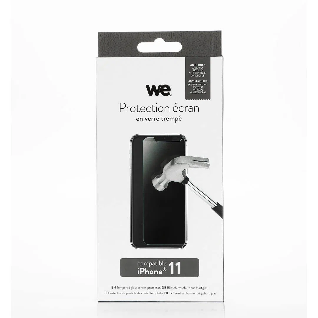 WE - Pellicola di protezione schermo in vetro temperato per iPhone 11, antigraffio, antibolle d'aria, ultra resistente, durezza 9H