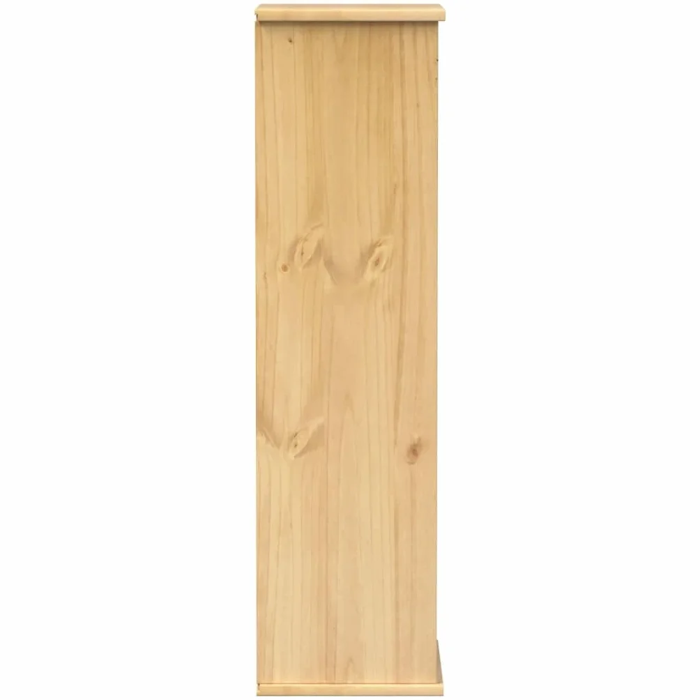 Gecheer Mobile Porta CD, Scomparti Aperti e Cassetti per Organizzazione Dischi, 40x30x110 cm, in Legno Massello di Pino con Finitura Cerata Ambra, Mobile Multifunzionale per Soggiorno Ufficio Studio