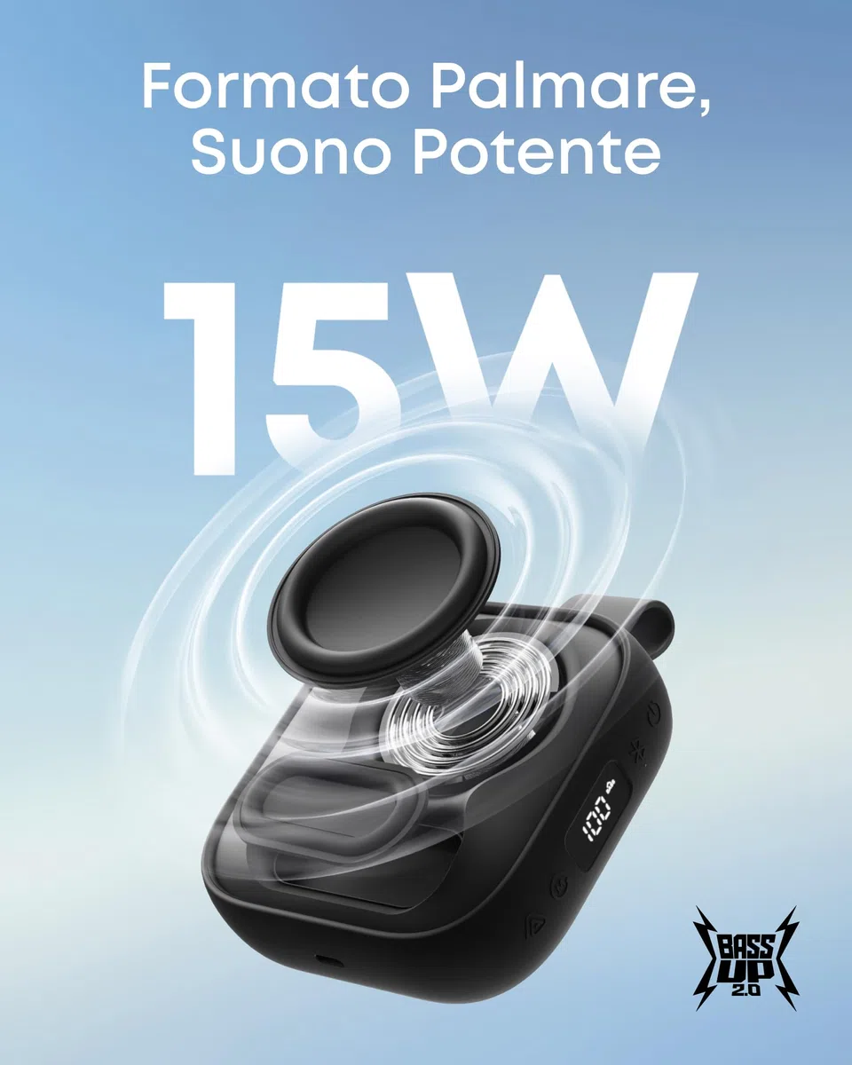 Soundcore Boom Go 3i by Anker, Altoparlante Portatile, Audio 15W, 24H Autonomia, IP68, BassUp 2.0, Ricarica Emergenza, Bluetooth 6.0, Impermeabile per Trekking/Ciclismo/Campeggio (Nero)