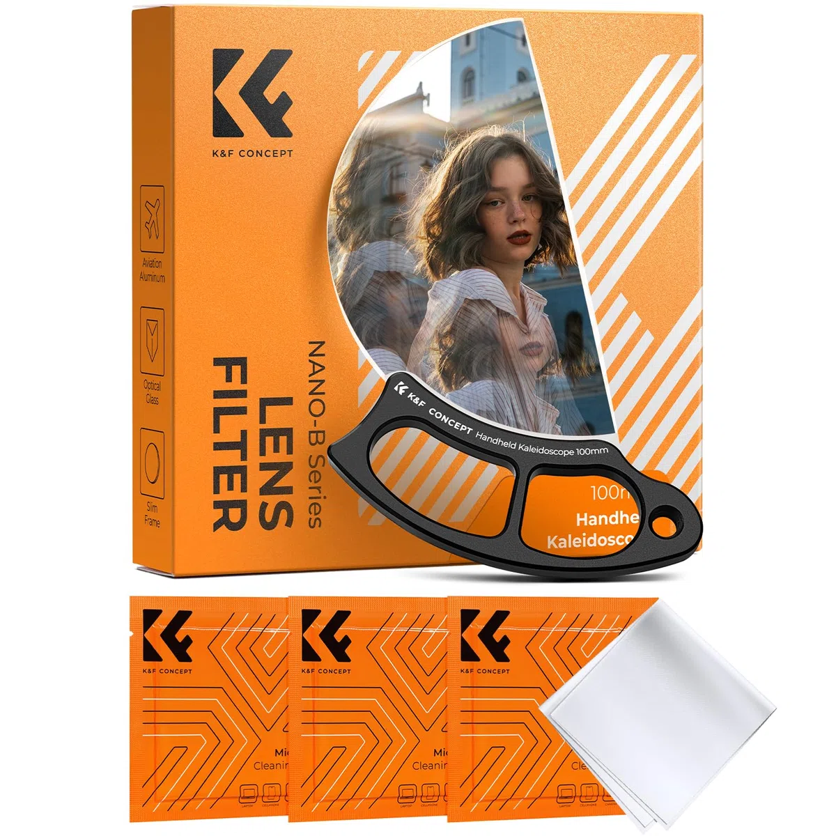 K&F CONCEPT Nano-Basic 100MM Filtro per Obiettivo a Prisma Caleidoscopico, Prisma Filtro Effetti Speciali in Vetro Ottico con 3 Panni di Pulizia