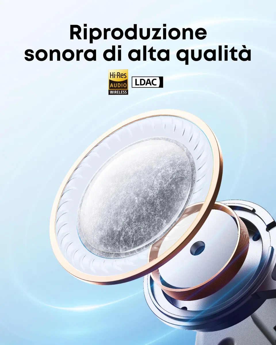 Soundcore Liberty 5 by Anker Cuffie Bluetooth Wireless con Cancellazione del Rumore, Riduzione della Voce 2X più Forte, ANC in Tempo Reale, Dolby Audio, Chiamate Chiare con 6 Mics IA, Lunga Durata