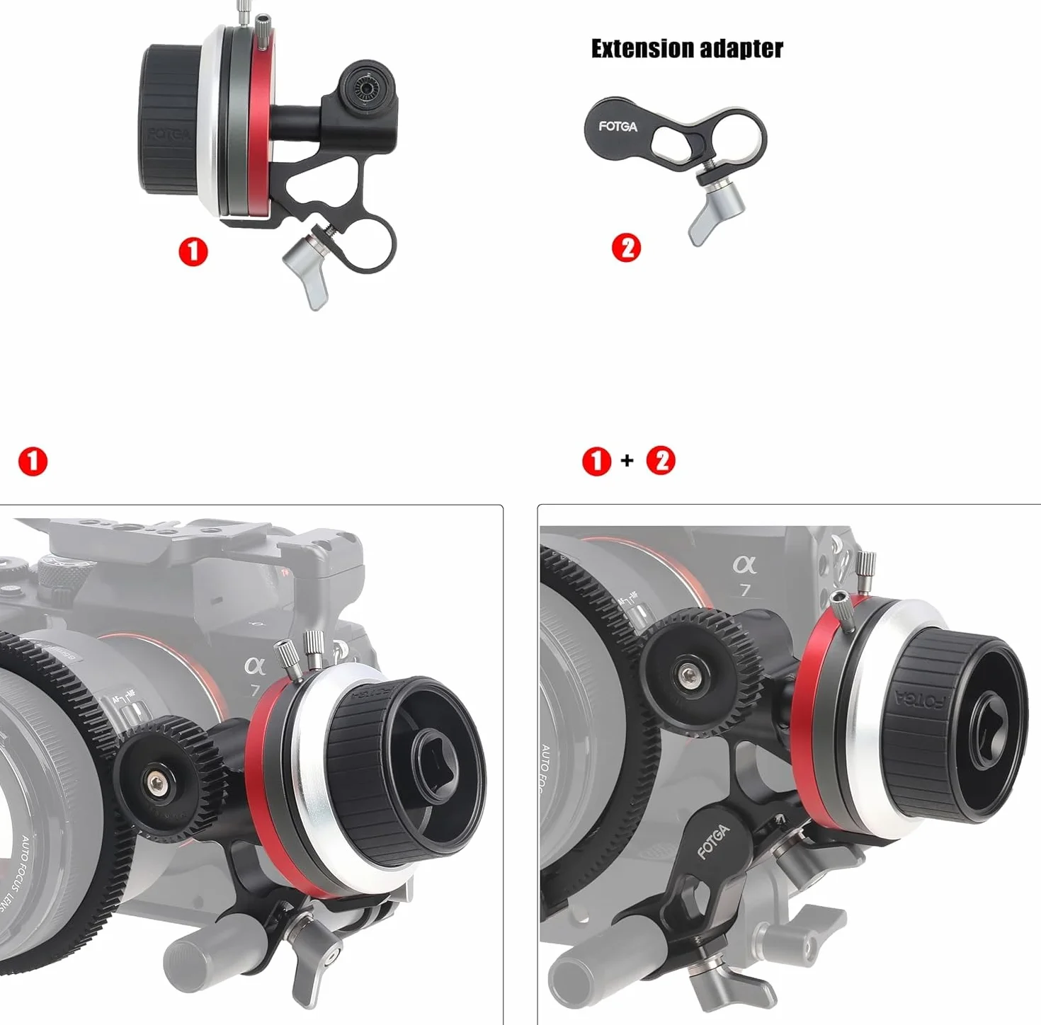 Hersmay Mini Follow Focus in metallo con A/B Stop, leva di messa a fuoco, compatibile con 15 mm, Rod Rail Rig, ammortizzazione, volantino senza scivolo, per fotocamera DSLR mirrorless