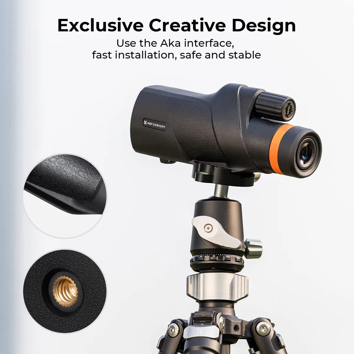 K&F CONCEPT Telescopio Monoculare 12 * 50, HD BAK4, Monocolo Portatile Impermeabile IP66 con Interfaccia Arca, Canocchiale Monoculare per Bird Watching, Caccia, Viaggio, Concerto, Nero