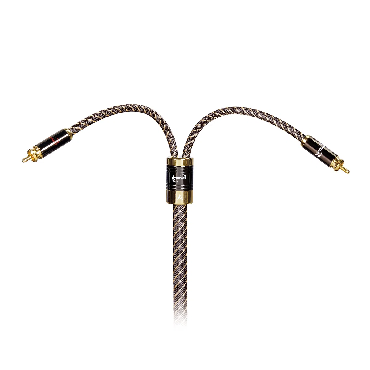 Dynavox Black Line cavo stereo RCA di alta gamma, cavo RCA premium con schermatura multipla, rame ad alta purezza, connettori placcati in oro 24k, 1.0 m